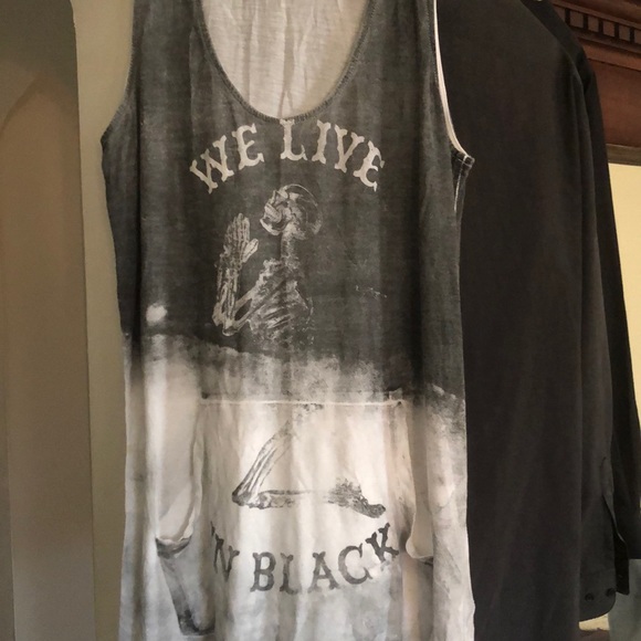 Dresses & Skirts - Religion Grey /White Sleeveless 💀Skull Tank
